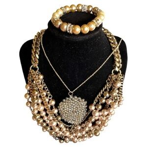 Elegant Gold and Silver Necklace and Bracelet Set